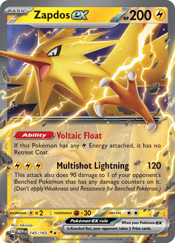 Pokemon TCG - S&V 151 - 145/165 Zapdos ex - Holo Double Rare - NM/M