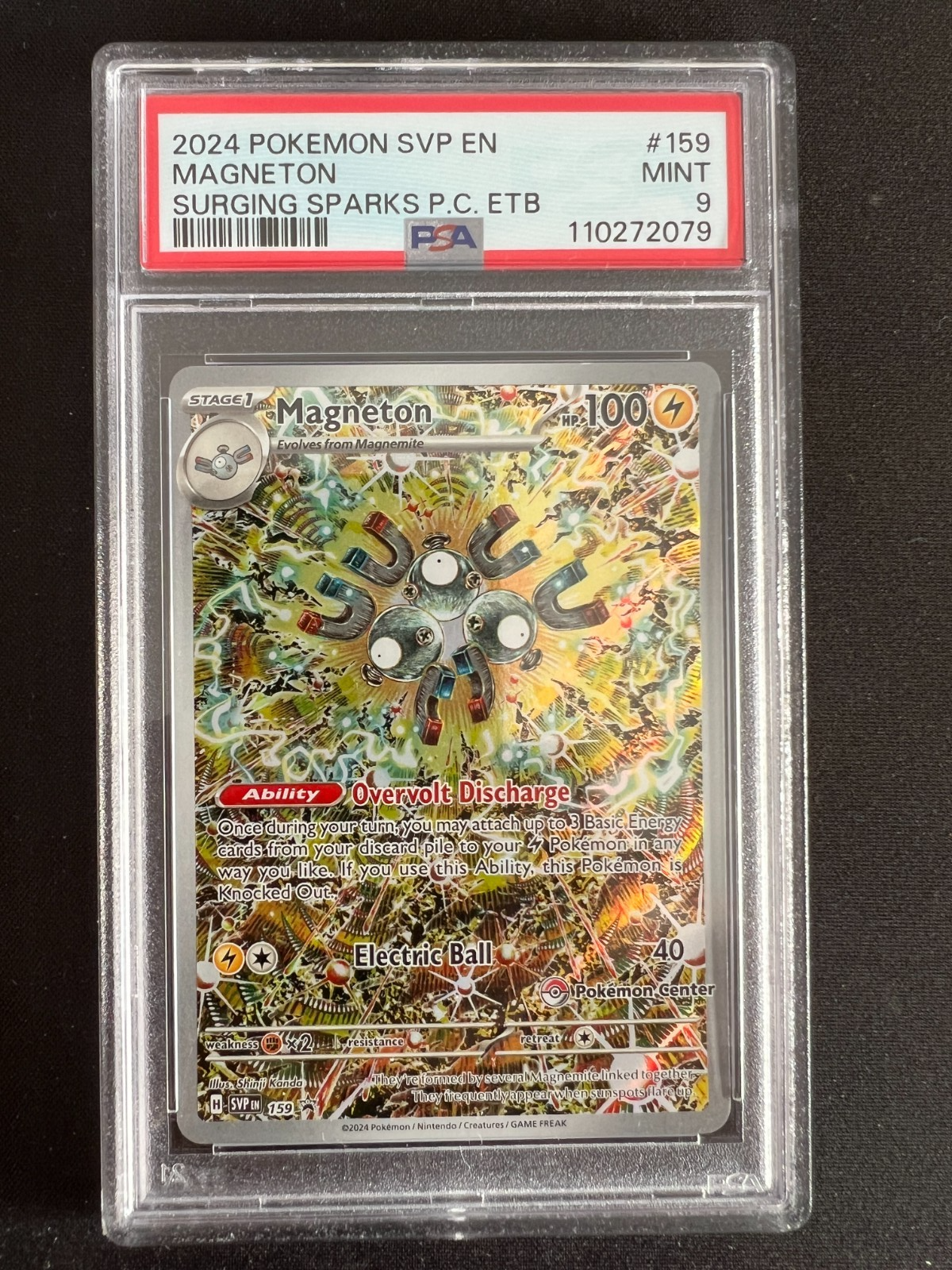 Pokemon Surging Sparks - SVP 159 Magneton - Pokemon Center Stamped Promo - PSA 9