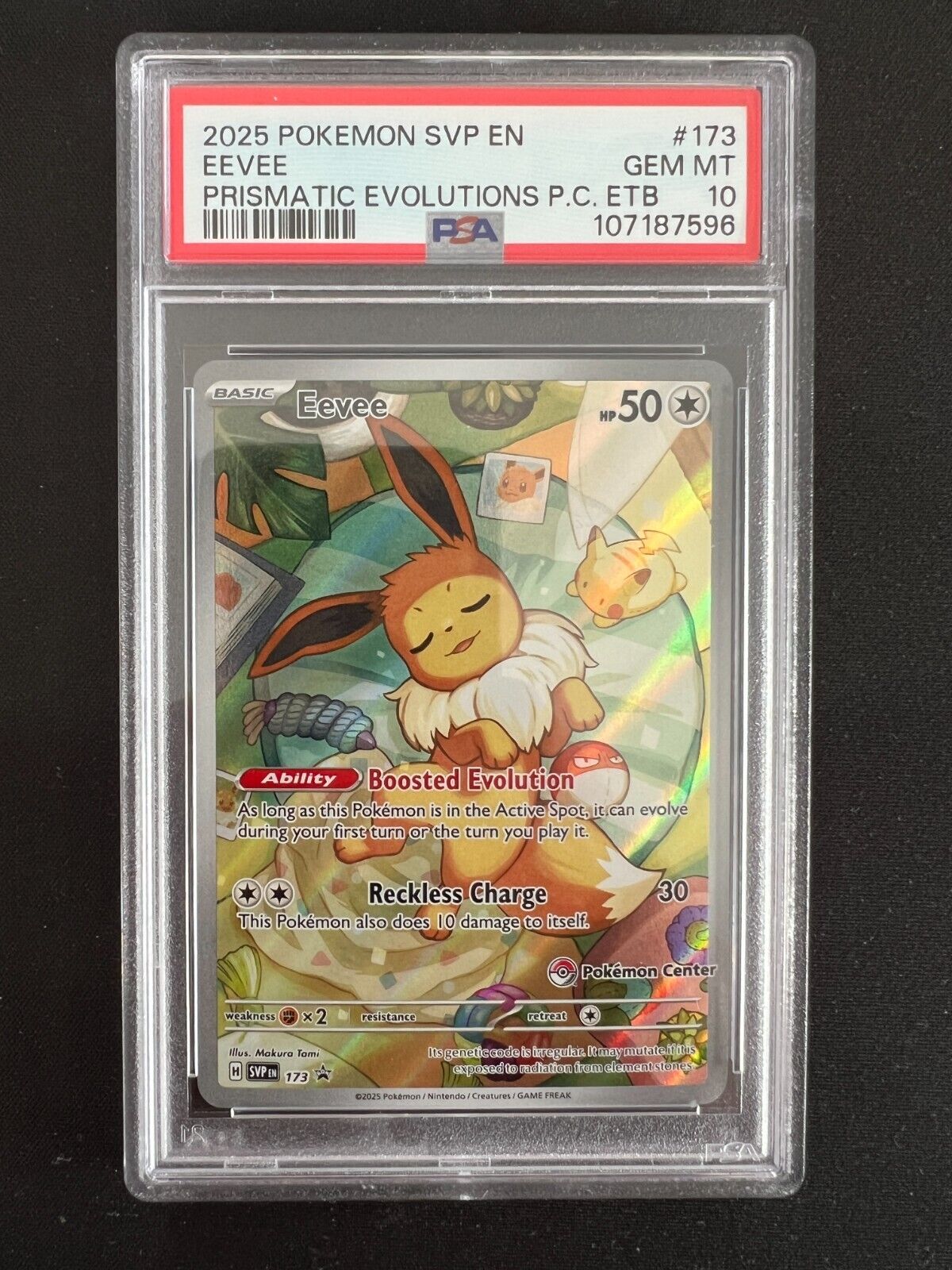 Pokemon Prismatic Evolutions - SVP173 Eevee - Pokemon Center Stamped - PSA 10