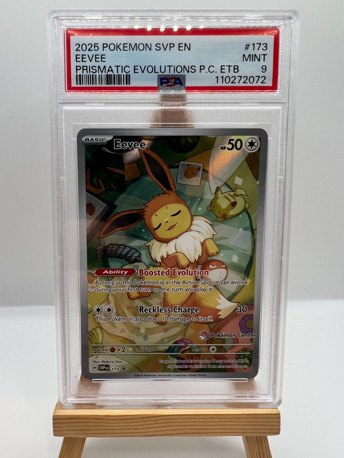 Pokemon Prismatic Evolutions - SVP173 Eevee - Pokemon Center Stamp Promo - PSA 9