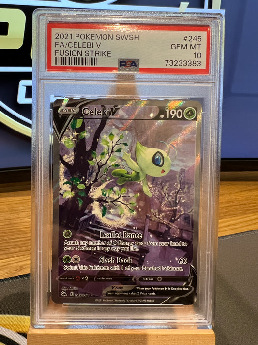 Pokémon TCG - Fusion Strike - 245/264 Celebi V - Full Art Ultra Rare - PSA 10