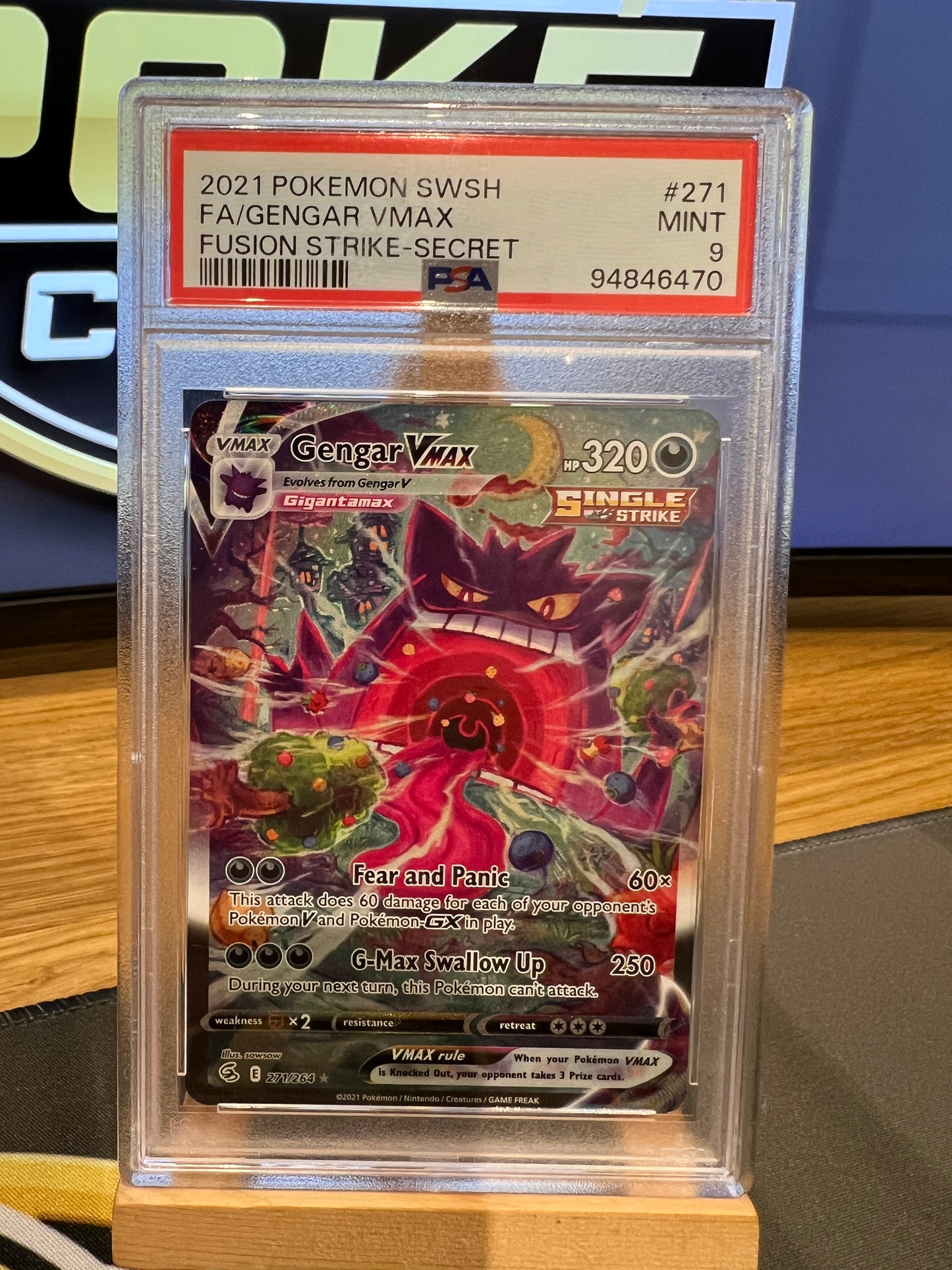 Pokémon TCG - Fusion Strike - 271/264 Gengar VMAX - Full Art Ultra Rare - PSA 9